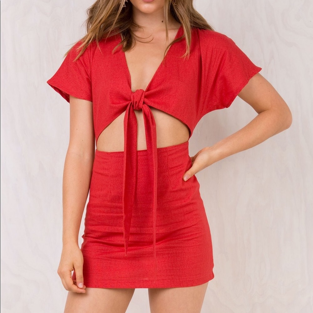 Princess Polly Pathway Tie Front Cutout Dress